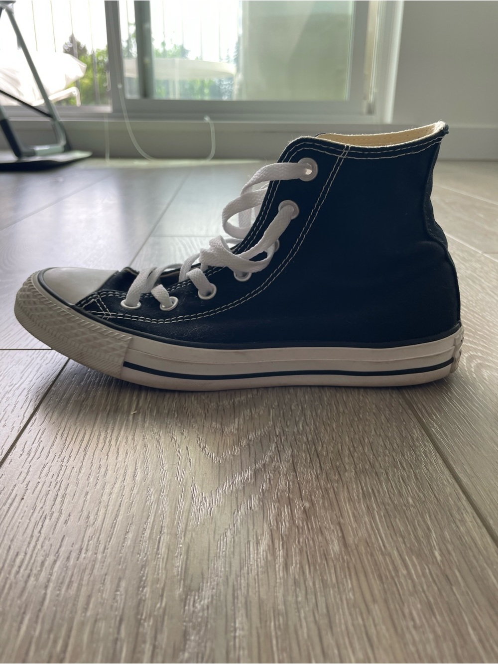 Converse Black High-Top Canvas Sneakers with White Trim - Picture 2 of 8
